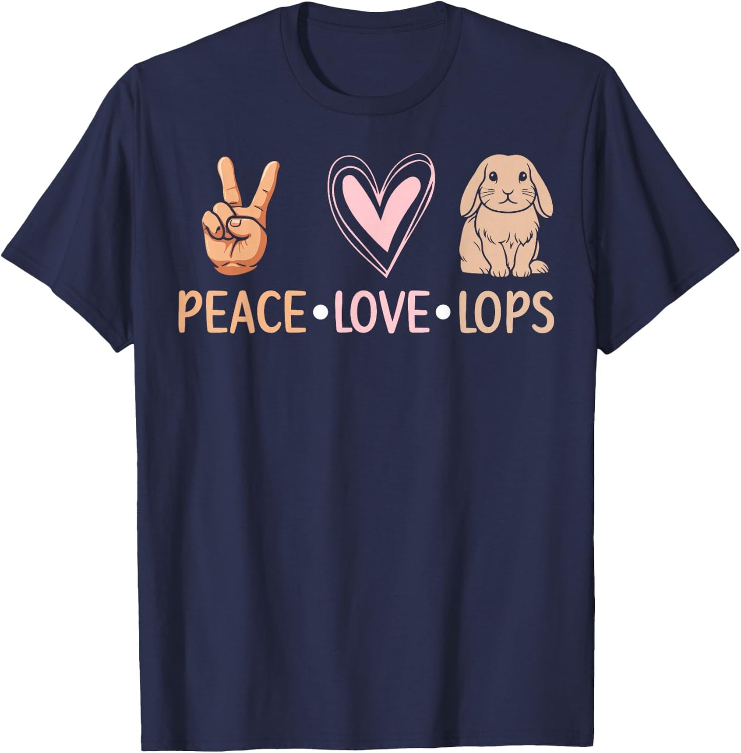 Peace Love Lops - Lop Eared Bunny T-Shirt - T-Shirt | Navy