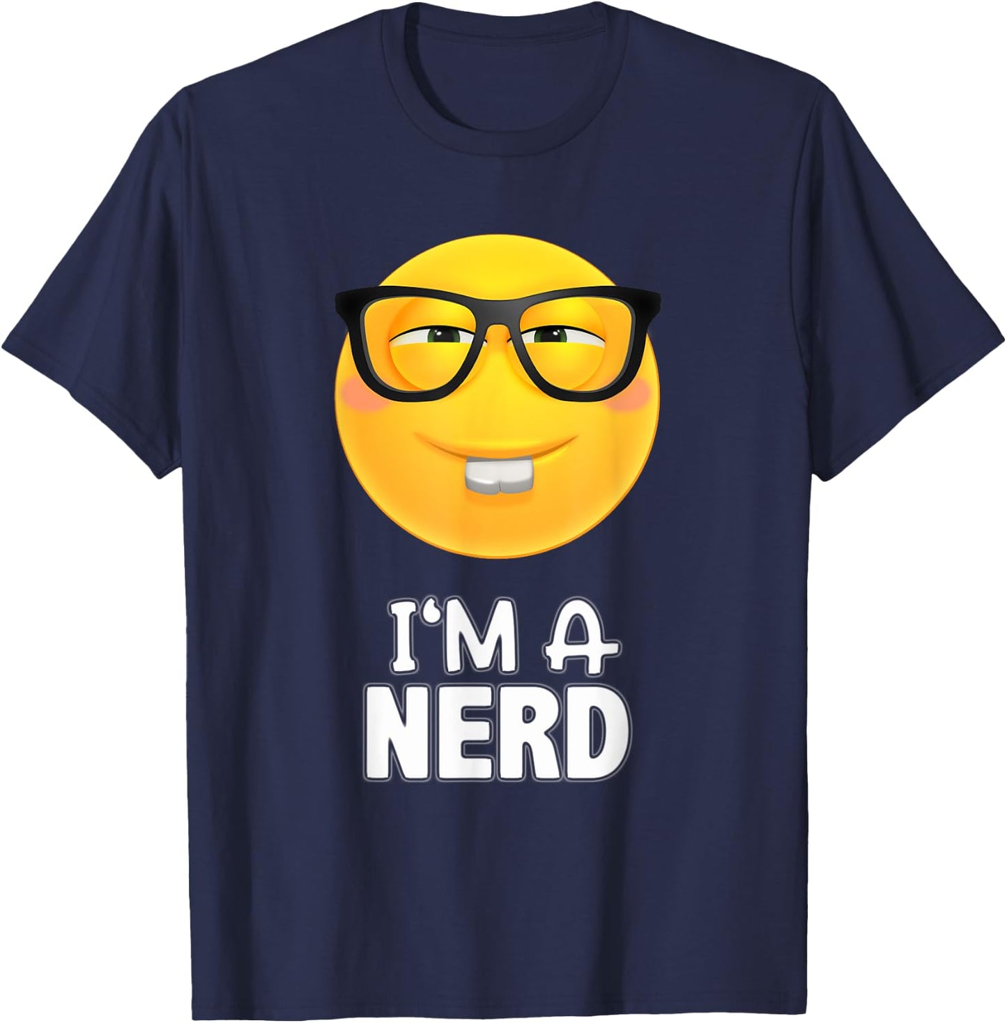 I'm A Nerd Glasses Emoticon SHIRT - Yellow Face T-Shirt - T-Shirt | Navy
