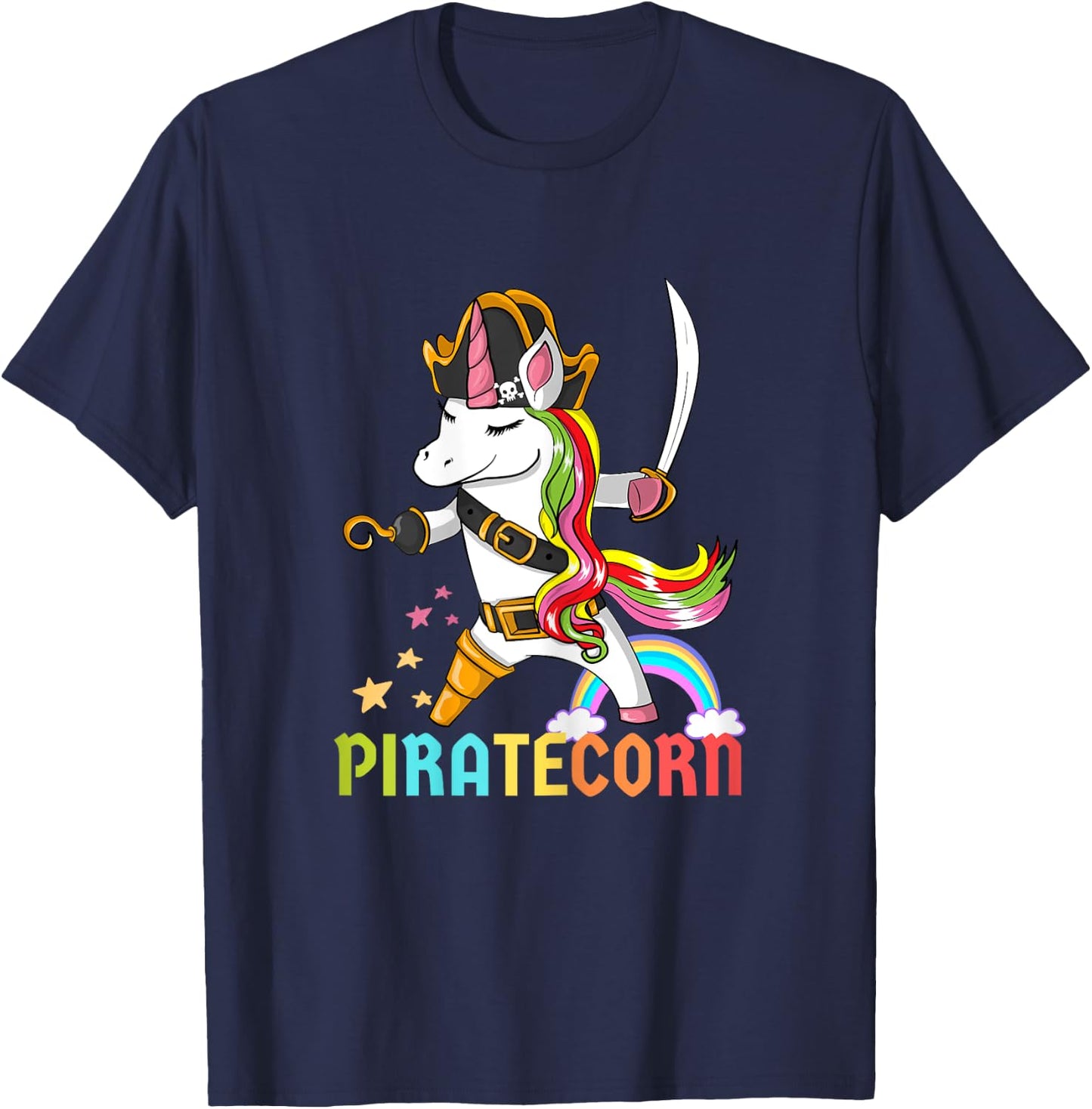 PirateCorn Unicorn Pirate T-Shirt - T-Shirt | Navy