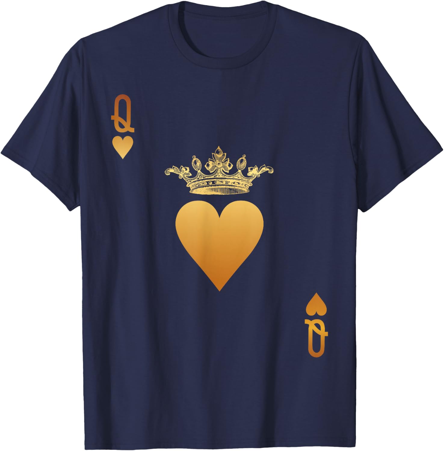 Queen of Hearts Vintage Crown Engraving Card T-Shirt - T-Shirt | Navy