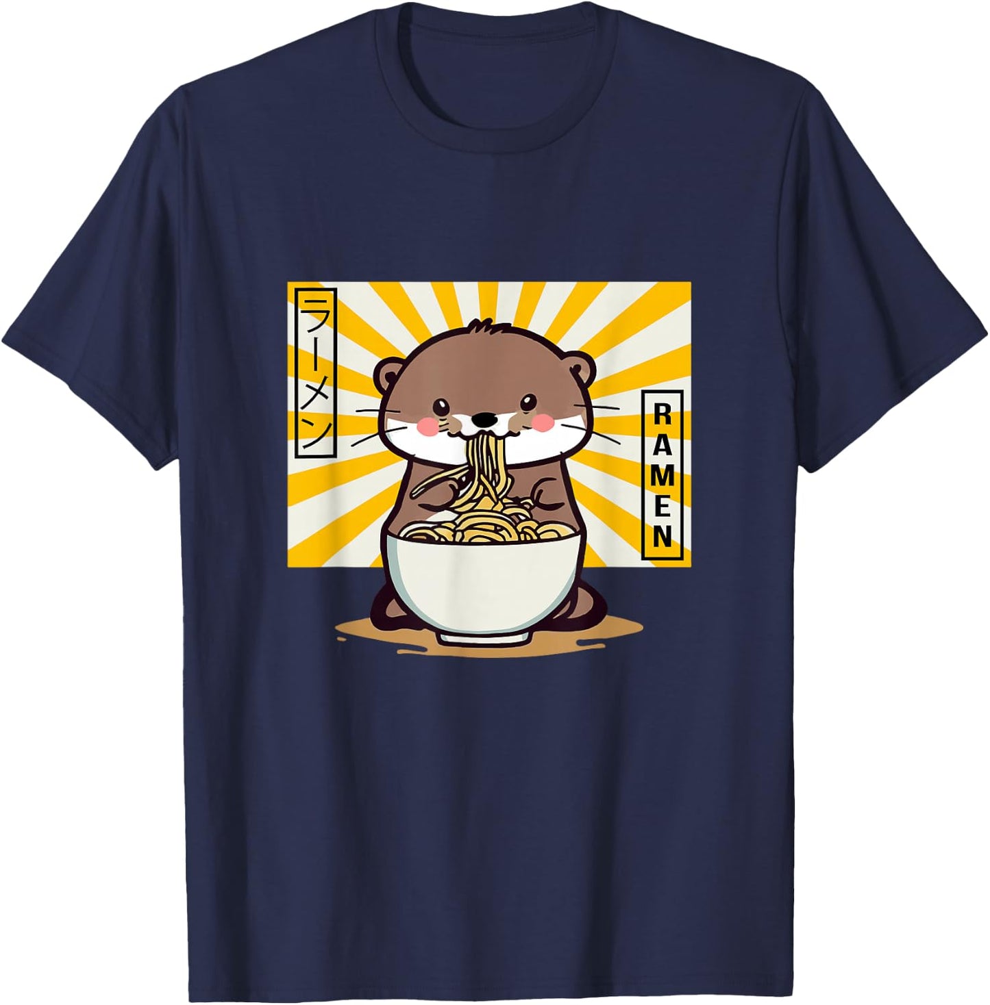 Otter Eating Ramen T-Shirt - T-Shirt | Navy