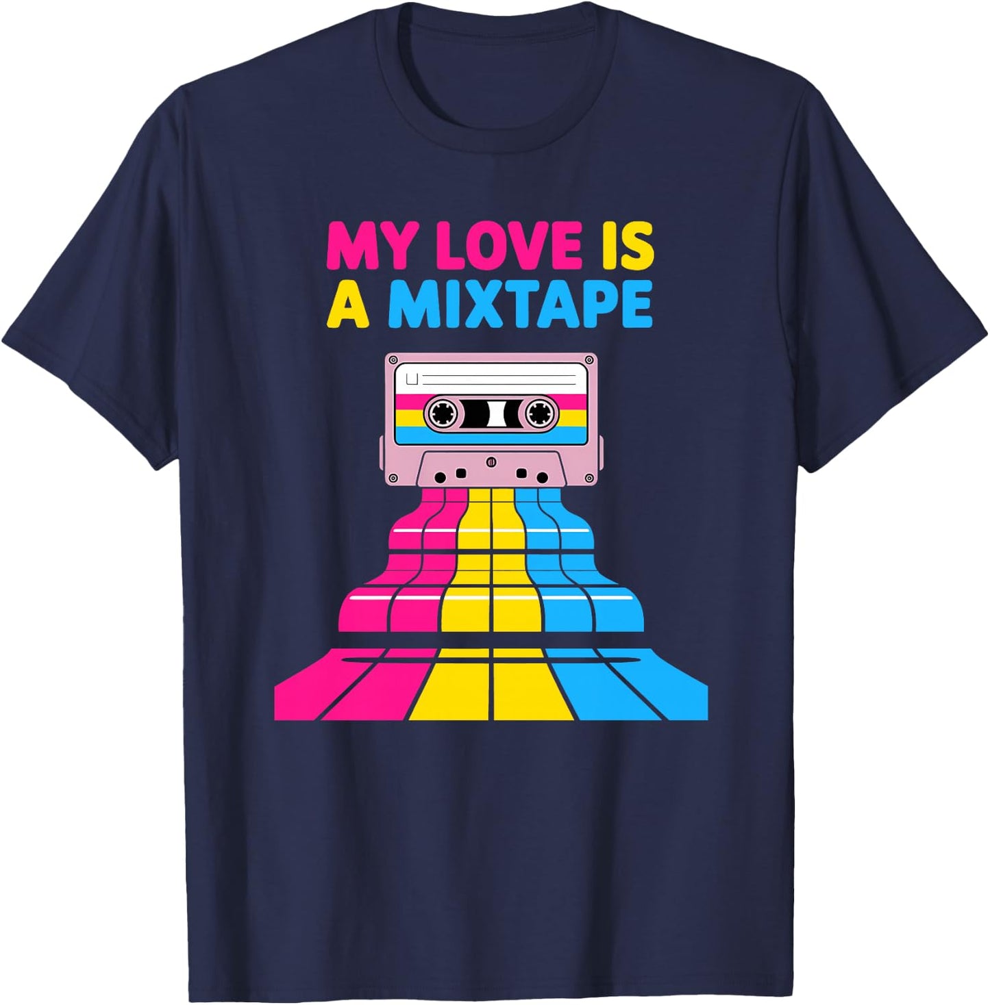 Mixtape rétro Pansexual Haut de Gamme T-Shirt - T-Shirt | Navy