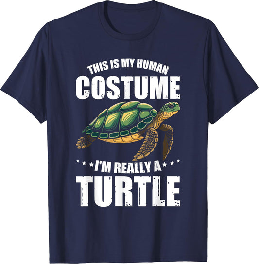 Turtles This Is My Human Costume I'm Really A Turtle Girls T-Shirt - T-Shirt | Navy