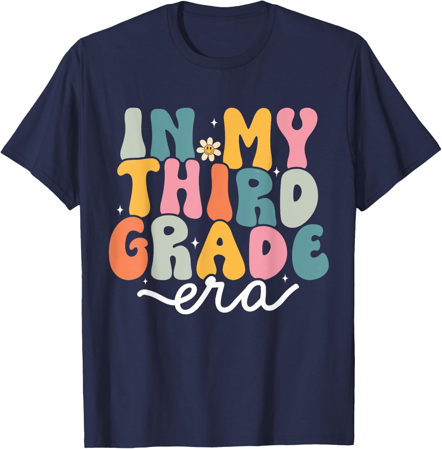 In My 3rd Grade Era Groovy Third Grade Teacher Kids Retro T-Shirt - T-Shirt | Navy
