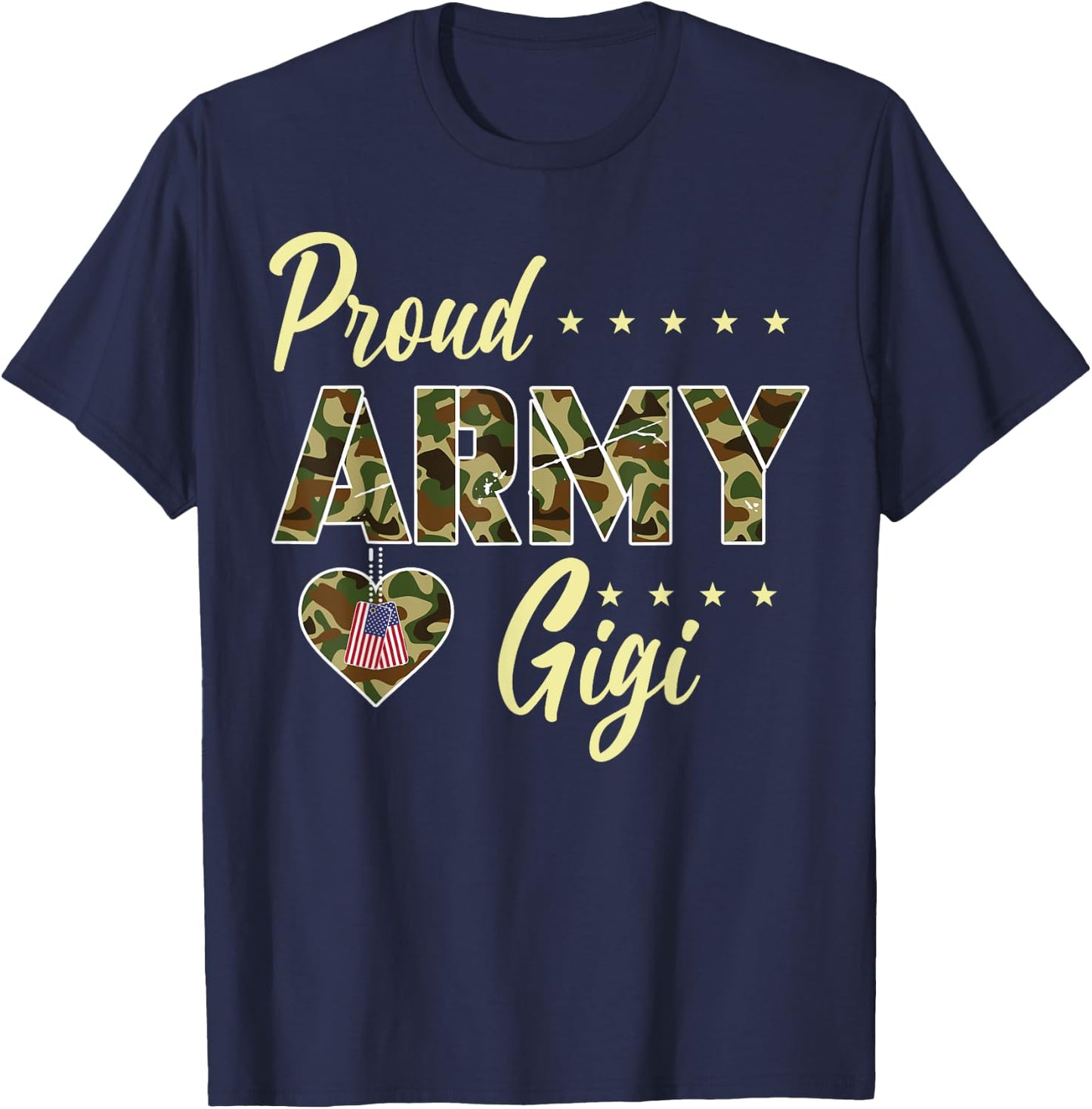 Proud Army Gigi Camouflage Soldier Family Love Military T-Shirt - T-Shirt | Navy