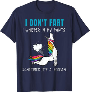 Funny Rainbow Unicorn I Don't Fart Whisper In Pants T-Shirt - T-Shirt | Navy