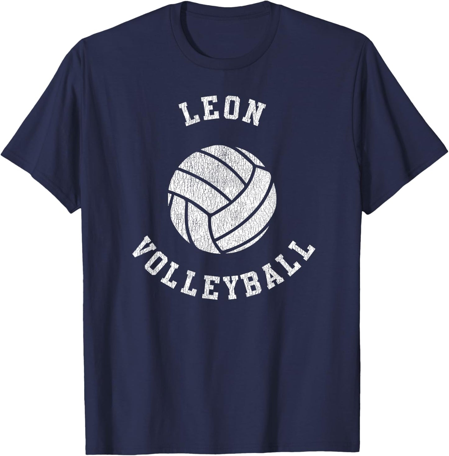 Leon Volleyball Retro Distressed Team VB Graphic T-Shirt - T-Shirt | Navy
