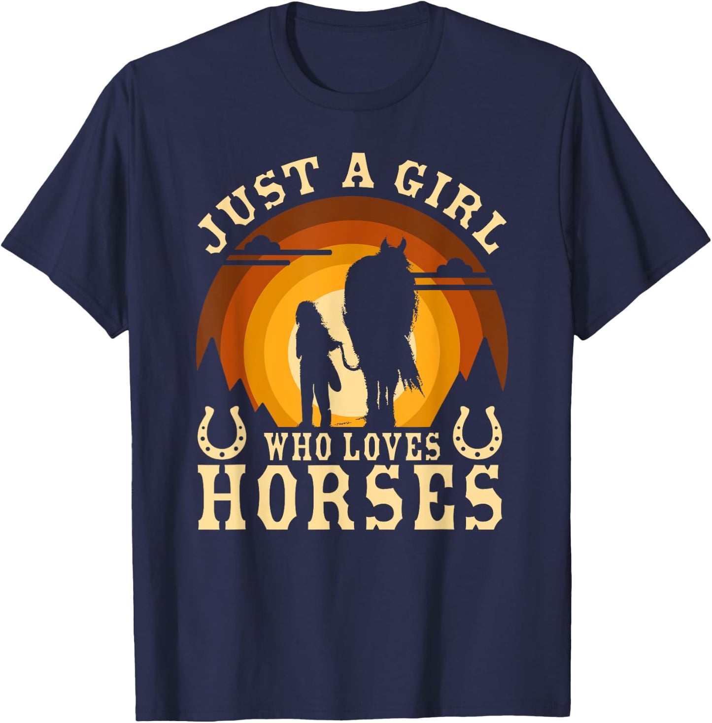 Vintage Horse Graphic Design - Just A Girl Who Loves Horses T-Shirt - T-Shirt | Navy