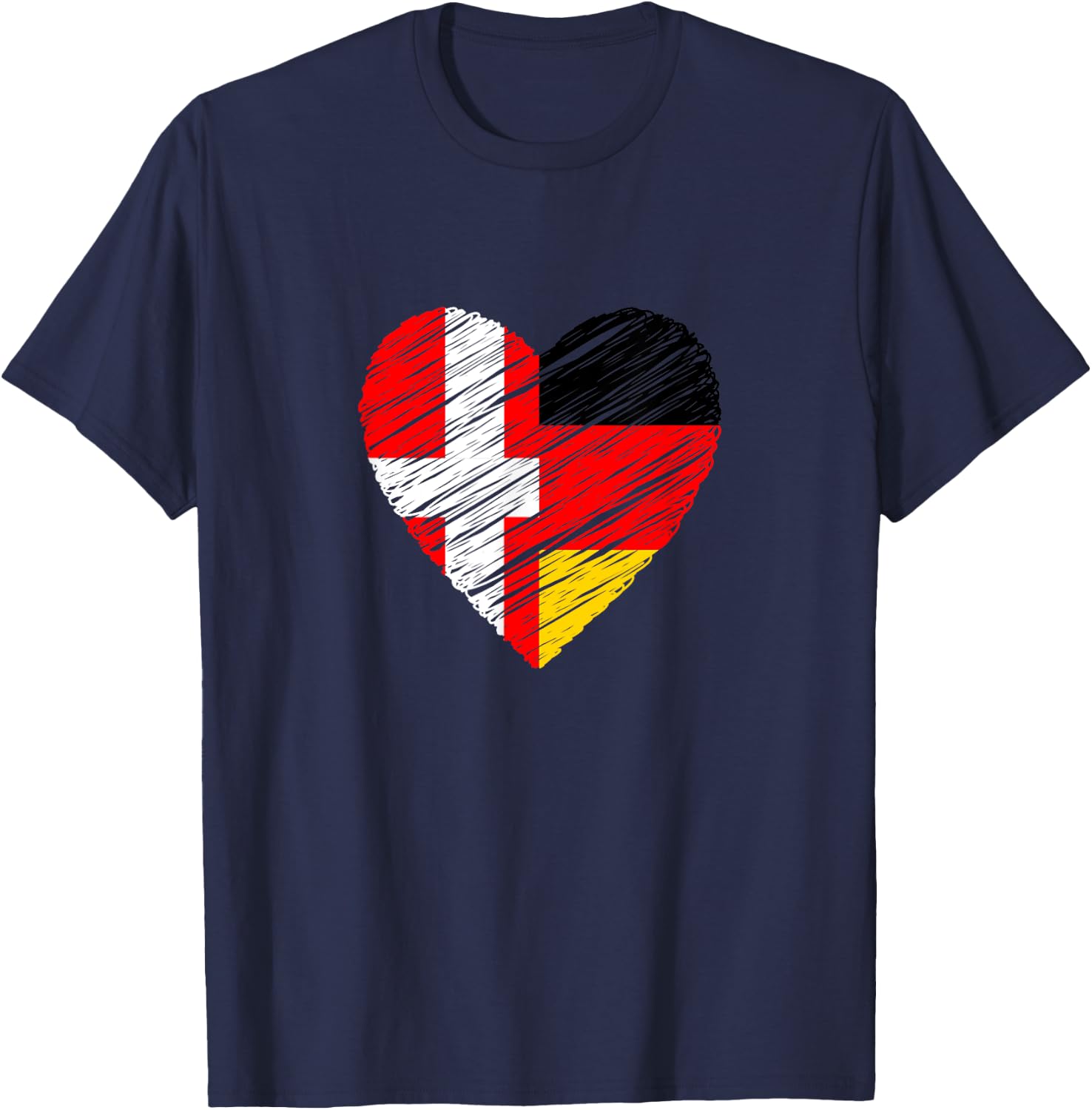 Dänemark Deutschland Herz Deutschland Flagge Dänische Flagge Love T-Shirt - T-Shirt | Navy