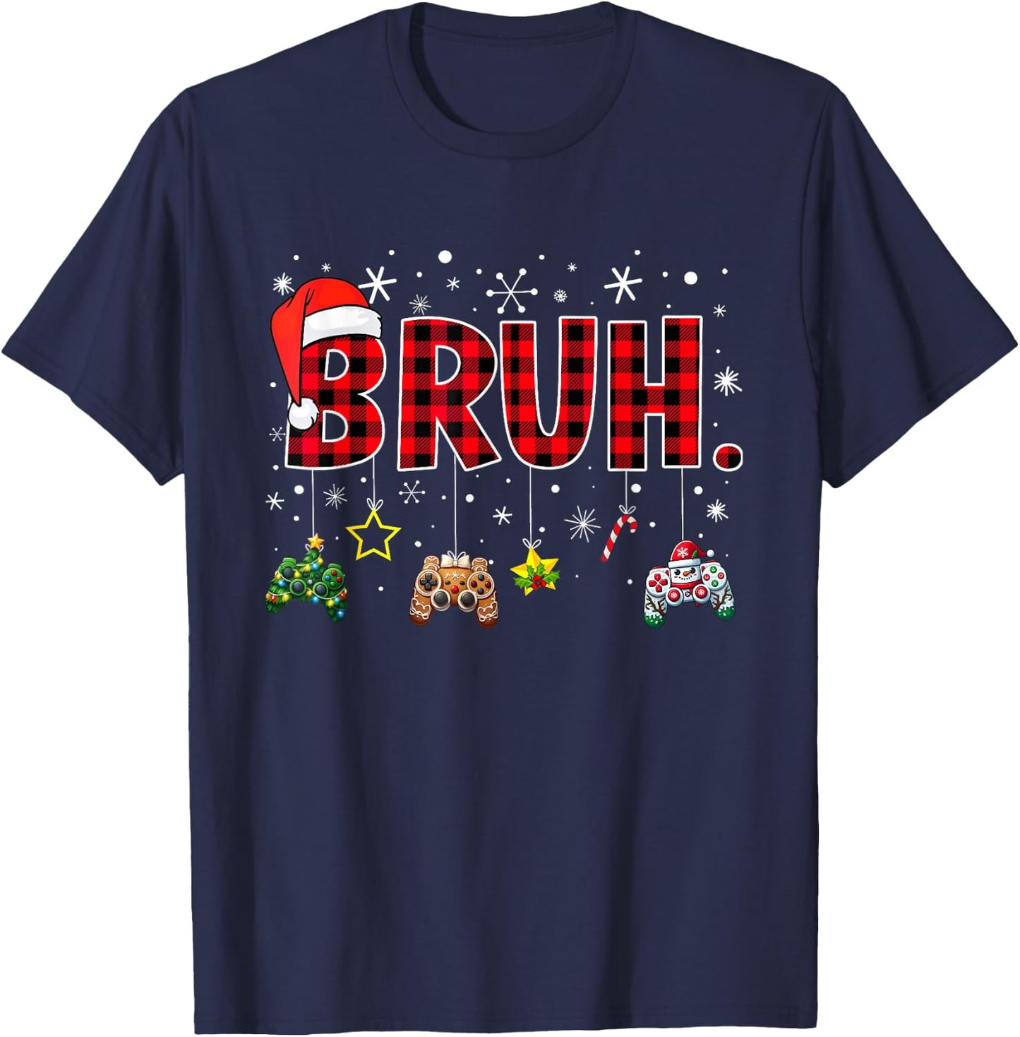 Christmas Bruh Gamer Controller Xmas Gaming Boys Kids Youth T-Shirt - T-Shirt | Navy