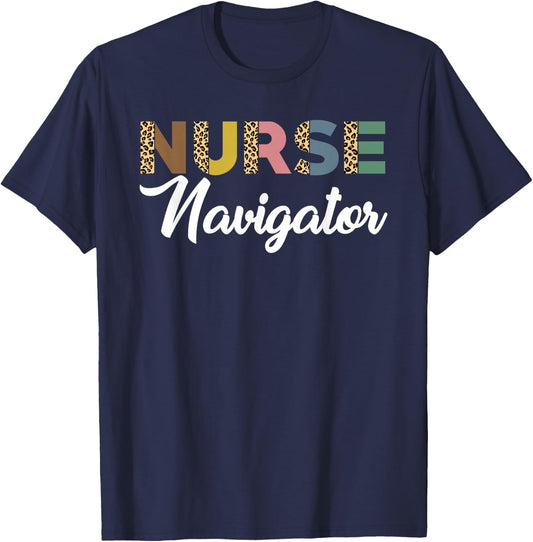 Great Nurse Navigator Leopard Pattern Care Navigator T-Shirt - T-Shirt | Navy