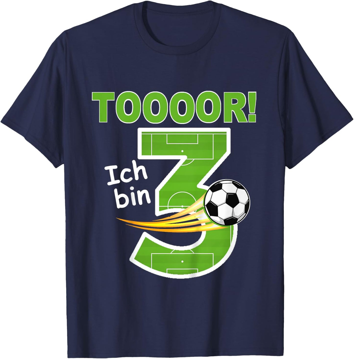 Children's Football Birthday Outfit "Ich bin 3 Jahre ", black T-Shirt - T-Shirt | Navy