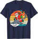 Kids Santa Riding Shark Xmas Pajamas Toddler Boys Christmas PJs T-Shirt - T-Shirt | Navy