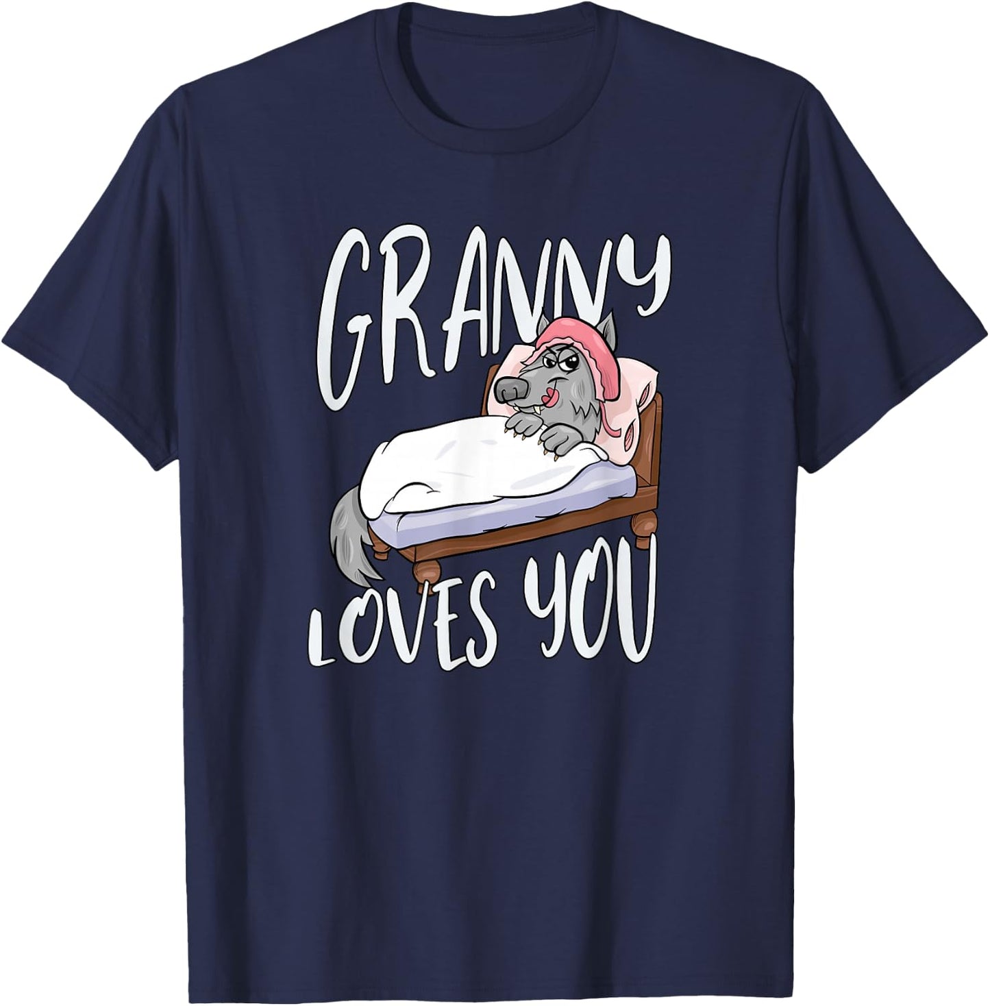 Granny Loves You Bad Grandma Wolf In Disguise T-Shirt - T-Shirt | Navy