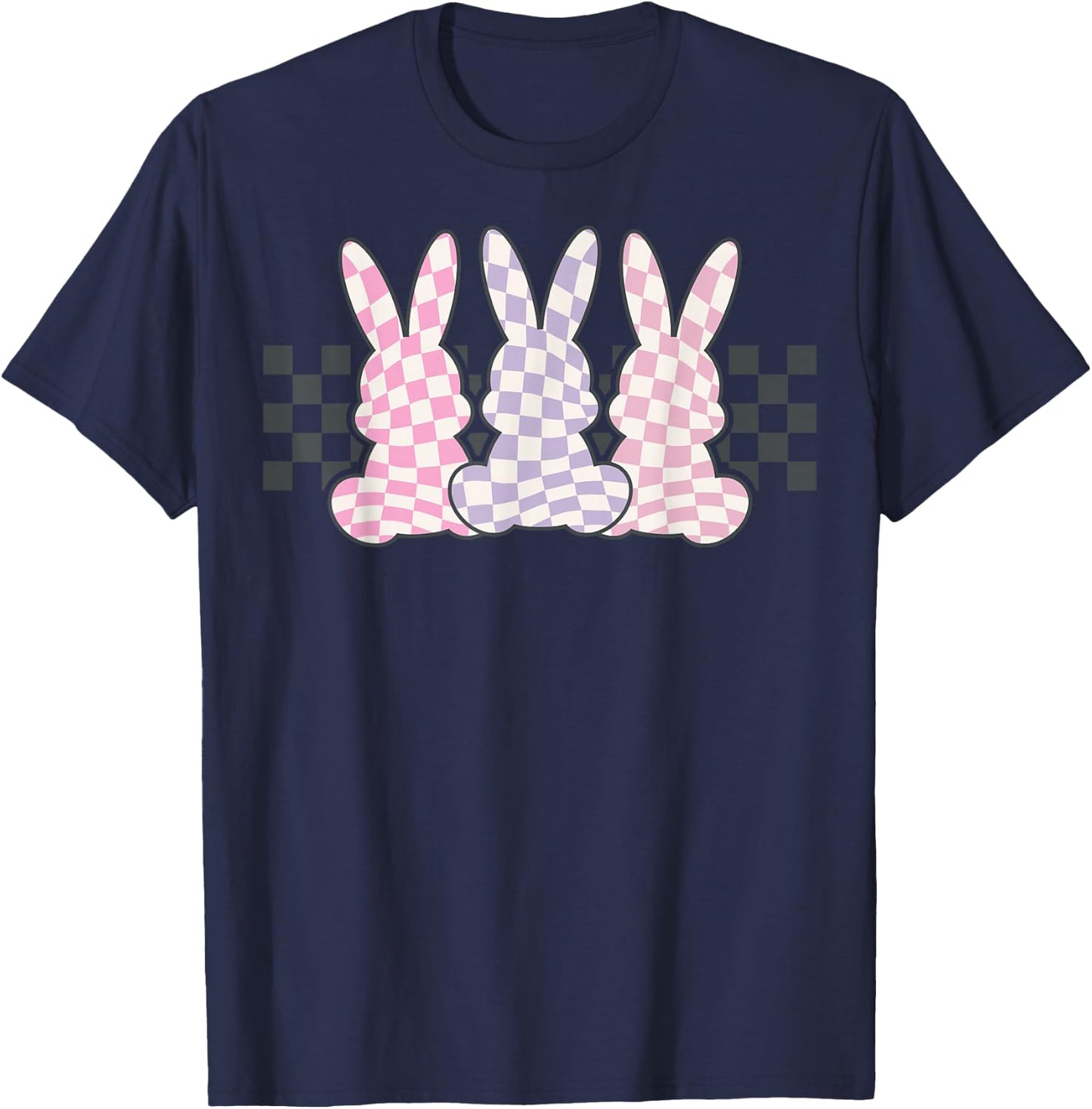 Checkerboard Easter Bunny for Tween Boys Girls Teens T-Shirt - T-Shirt | Navy