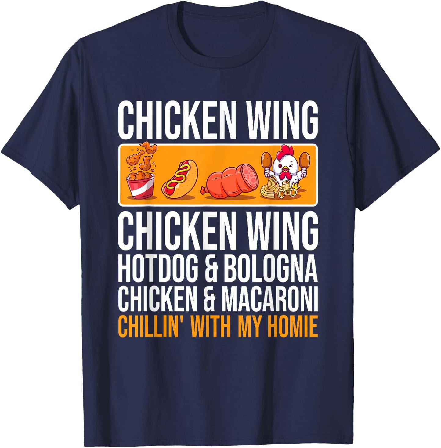 Chicken Wing Chicken Wing Hot Dog and Bologna Women Kids T-Shirt - T-Shirt | Navy