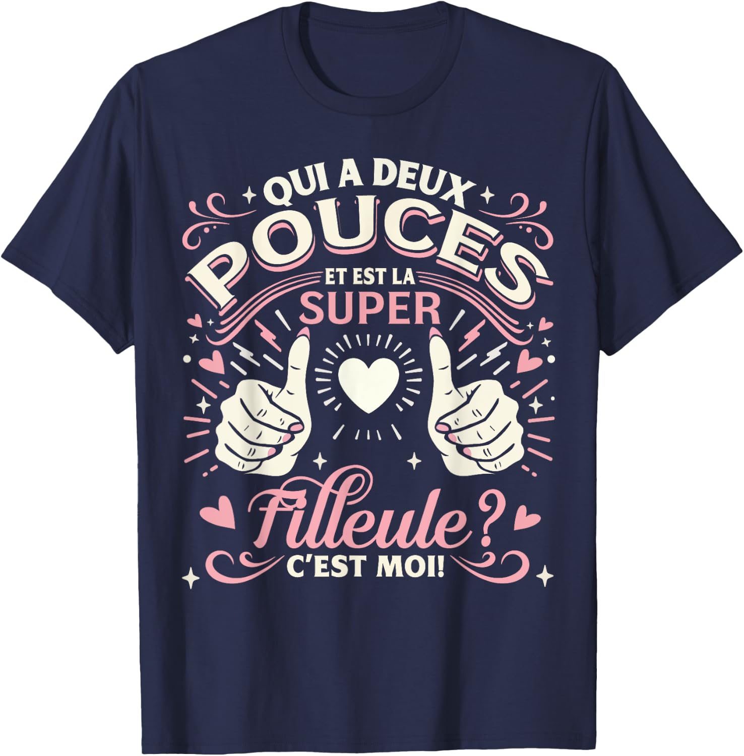 A Super Girl Gift My Daughter Godmother Baptism , Black, S T-Shirt - T-Shirt | Navy