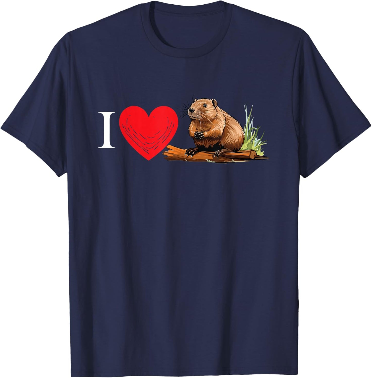 Beaver Funny Bobr I Love Beaver Animal Meme T-Shirt - T-Shirt | Navy