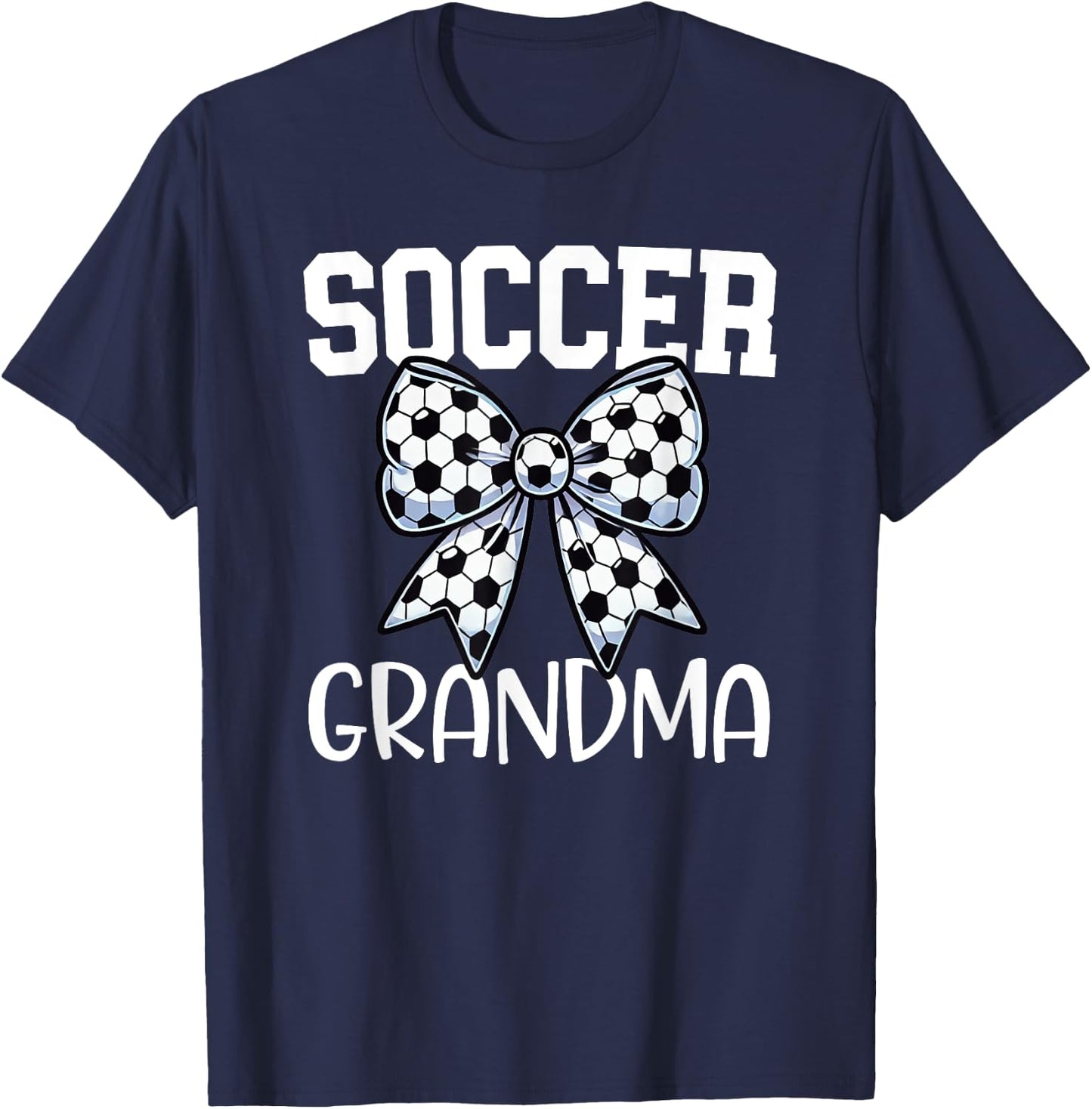 Proud Soccer Grandma - Game Day - My Favorite Player - Bow T-Shirt - T-Shirt | Navy
