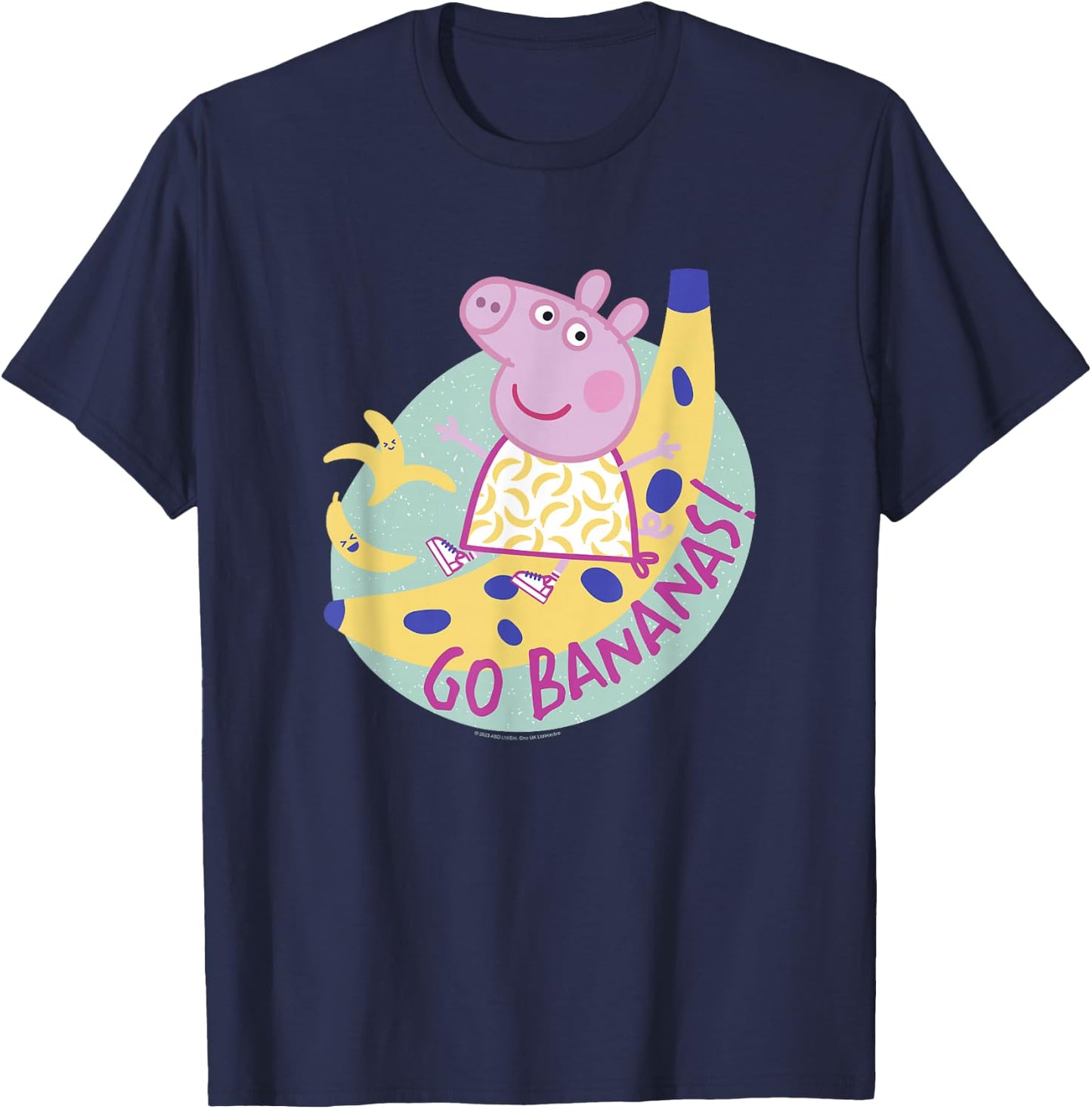 Peppa Pig Go Bananas! Funny Fruit Portrait T-Shirt - T-Shirt | Navy