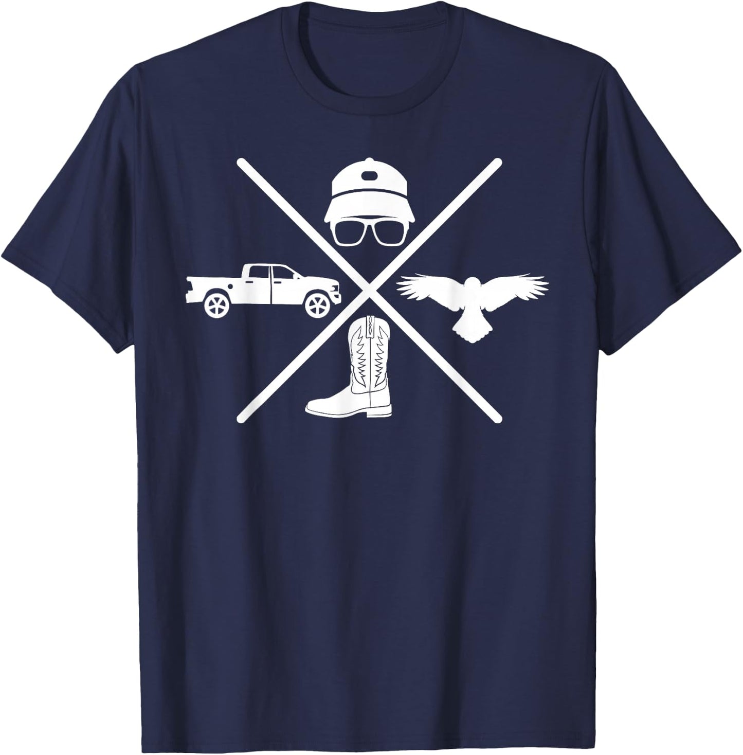 Funny Hat Truck Cowboy Boots For Country Rock Lovers T-Shirt - T-Shirt | Navy