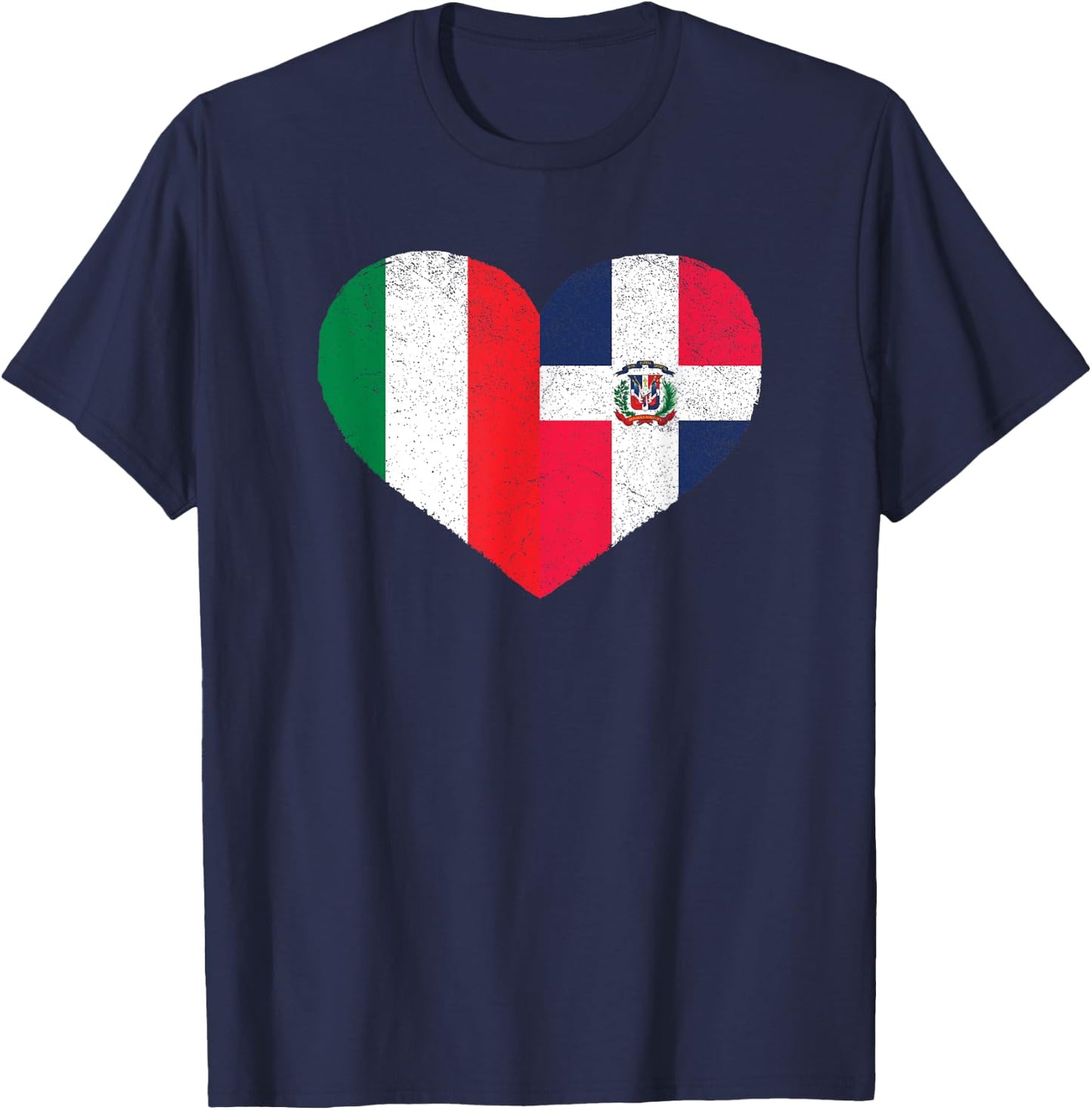 Italian Dominican Flag Heart Italy Dominican Republic T-Shirt - T-Shirt | Navy