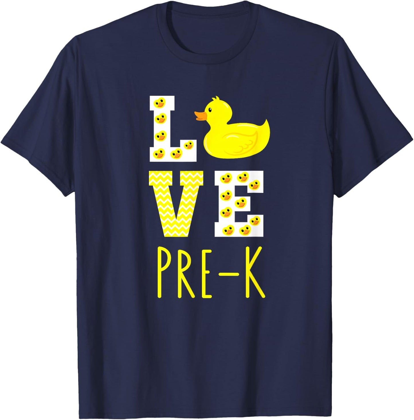 Love Pre-K Back To School Yellow Duck Pre-K Teacher T-Shirt - T-Shirt | Navy