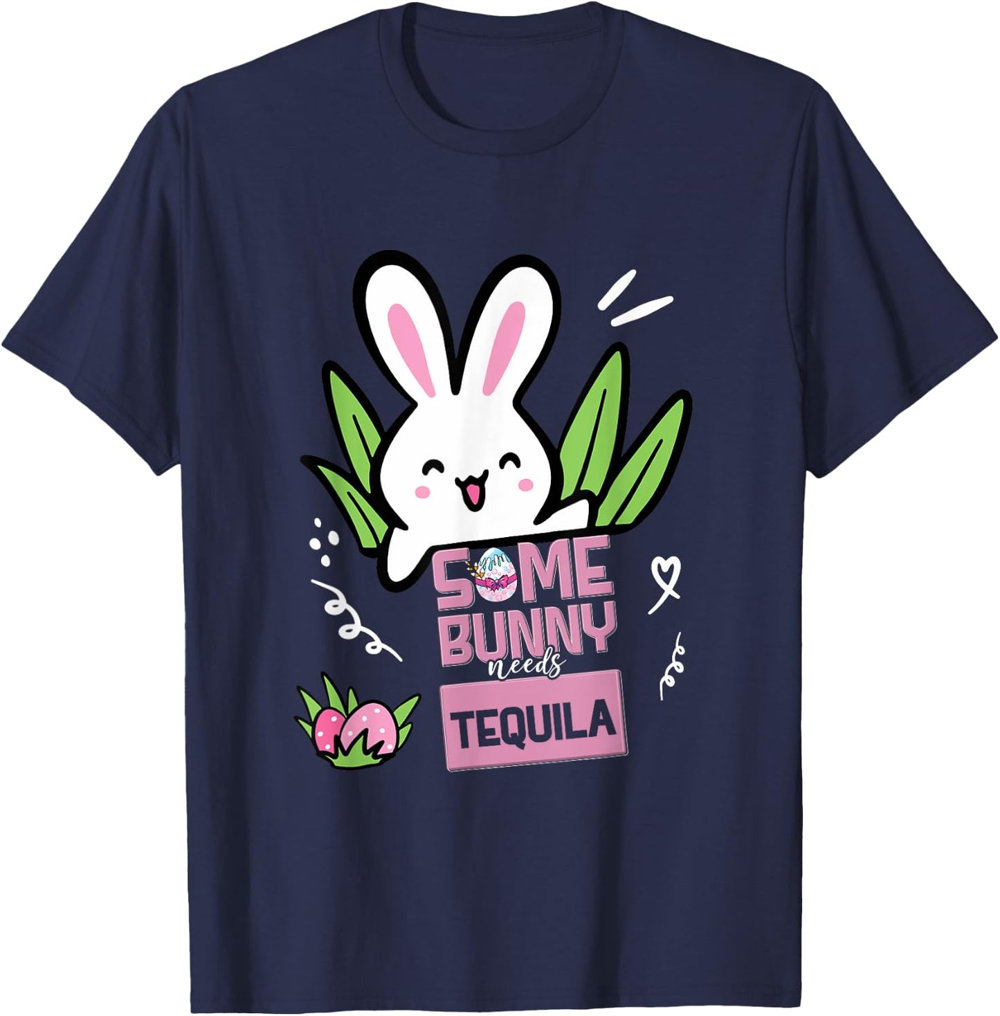 Easter Tequila Drink Rabbit - Funny Some Bunny Needs Coffee T-Shirt - T-Shirt | Navy
