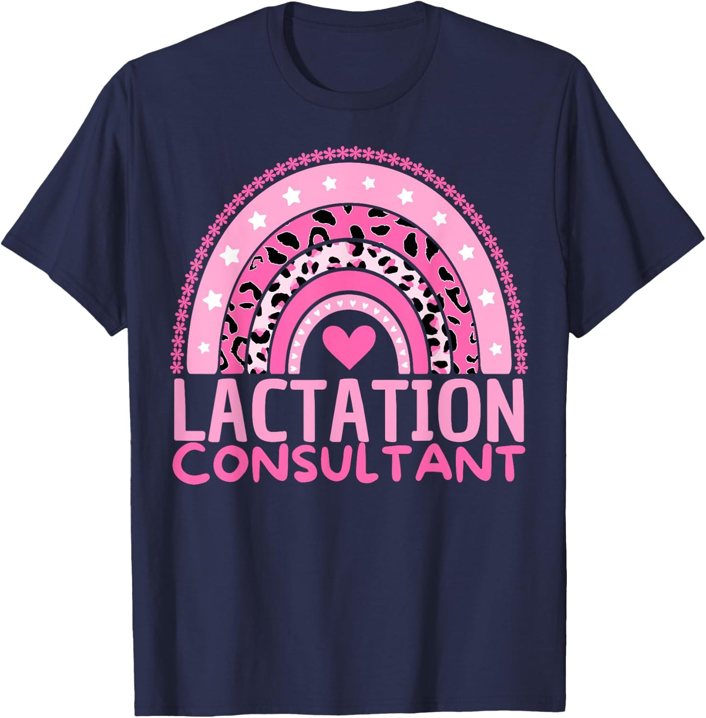 Lactation Consultant Breastfeeding Week Awareness Rainbow T-Shirt - T-Shirt | Navy
