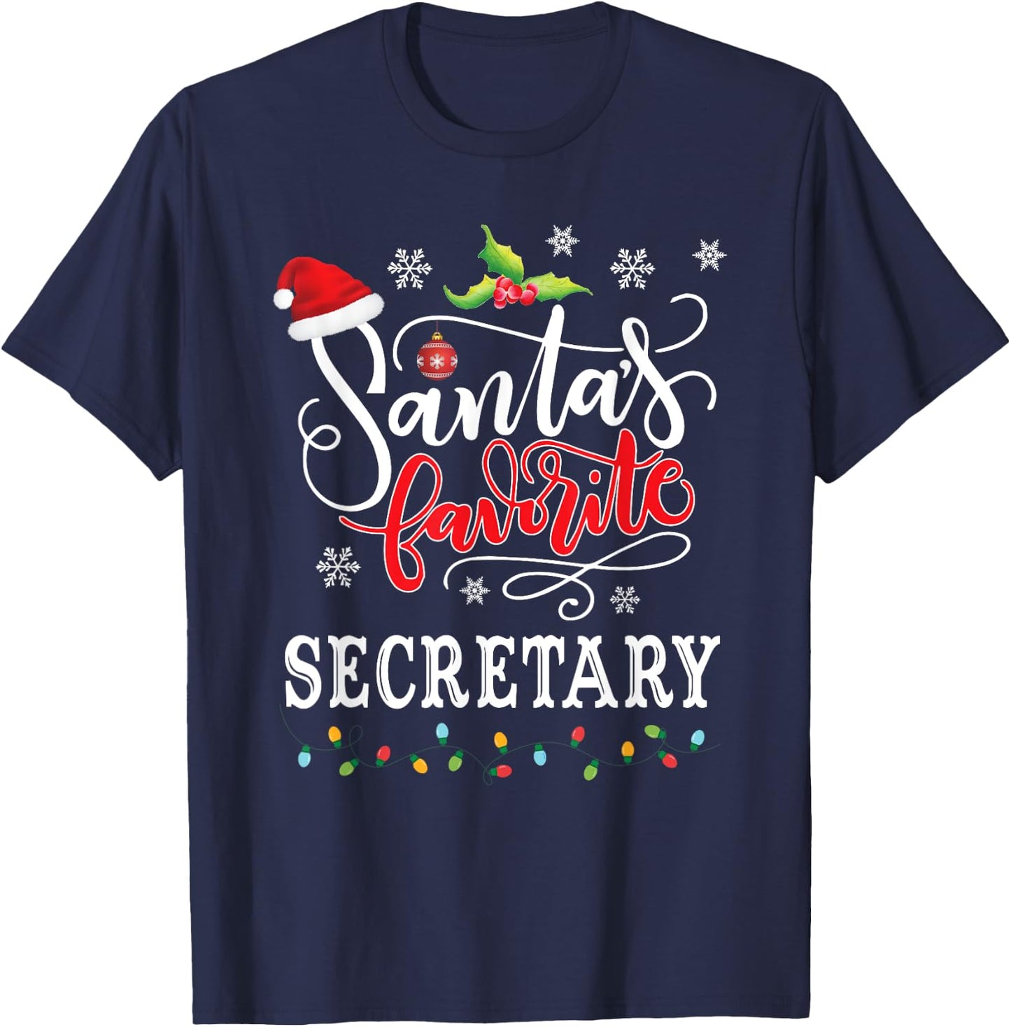 Santa's Favorite Secretary Funny Christmas Xmas Hat T-Shirt - T-Shirt | Navy