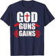 God Guns Gains T Shirt T-Shirt - T-Shirt | Navy