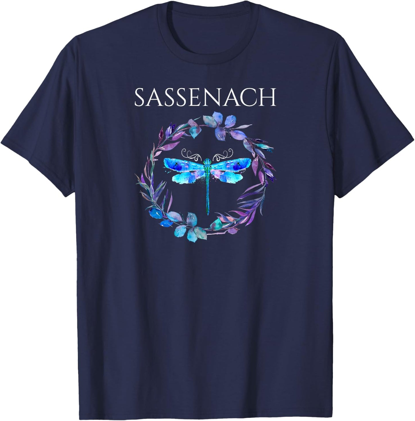 Sassenach Dragonfly Flower Flowers T-Shirt - T-Shirt | Navy