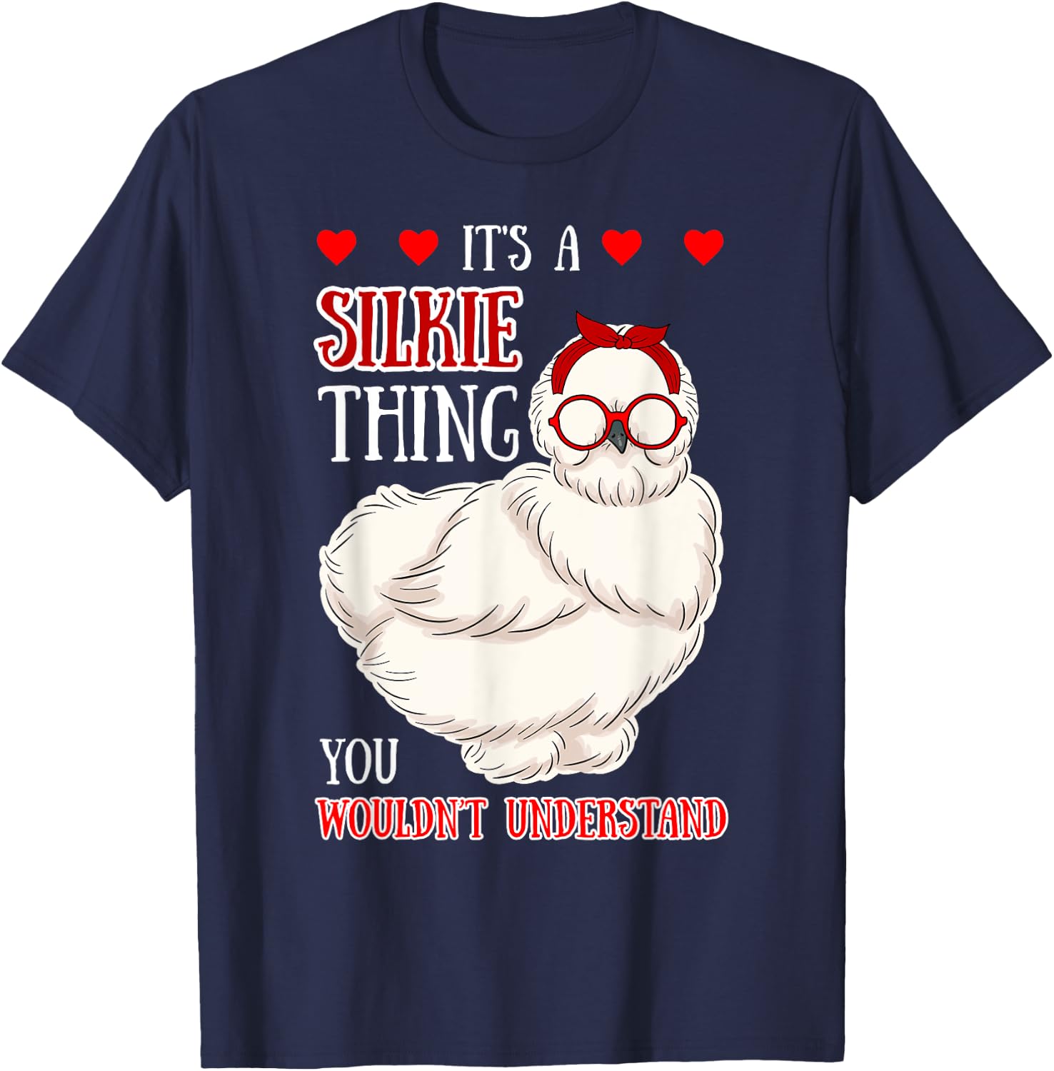 Silkie Chicken Breeder Bantam Silky Headband Poultry Farmer T-Shirt - T-Shirt | Navy
