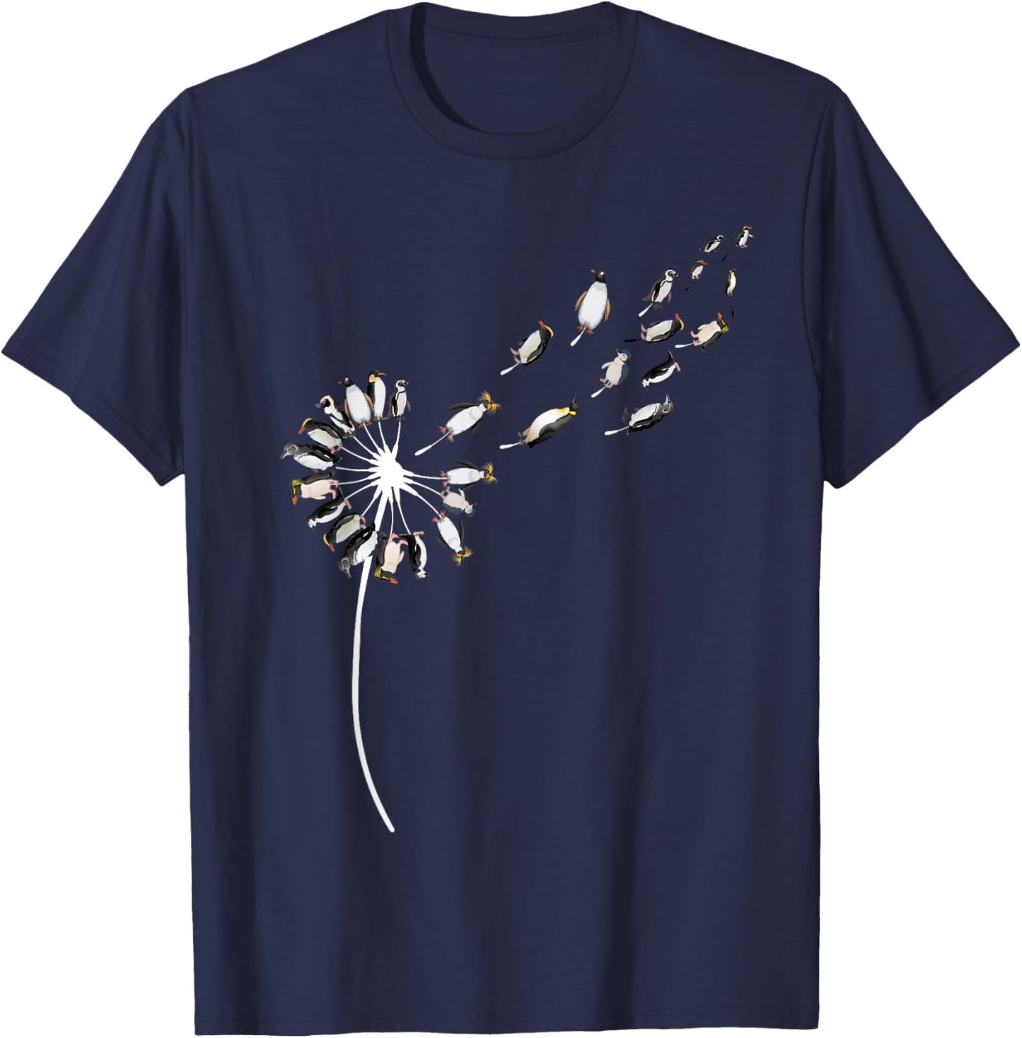 Dandelion Penguins for Penguin Lover | Penguin T-Shirt - T-Shirt | Navy
