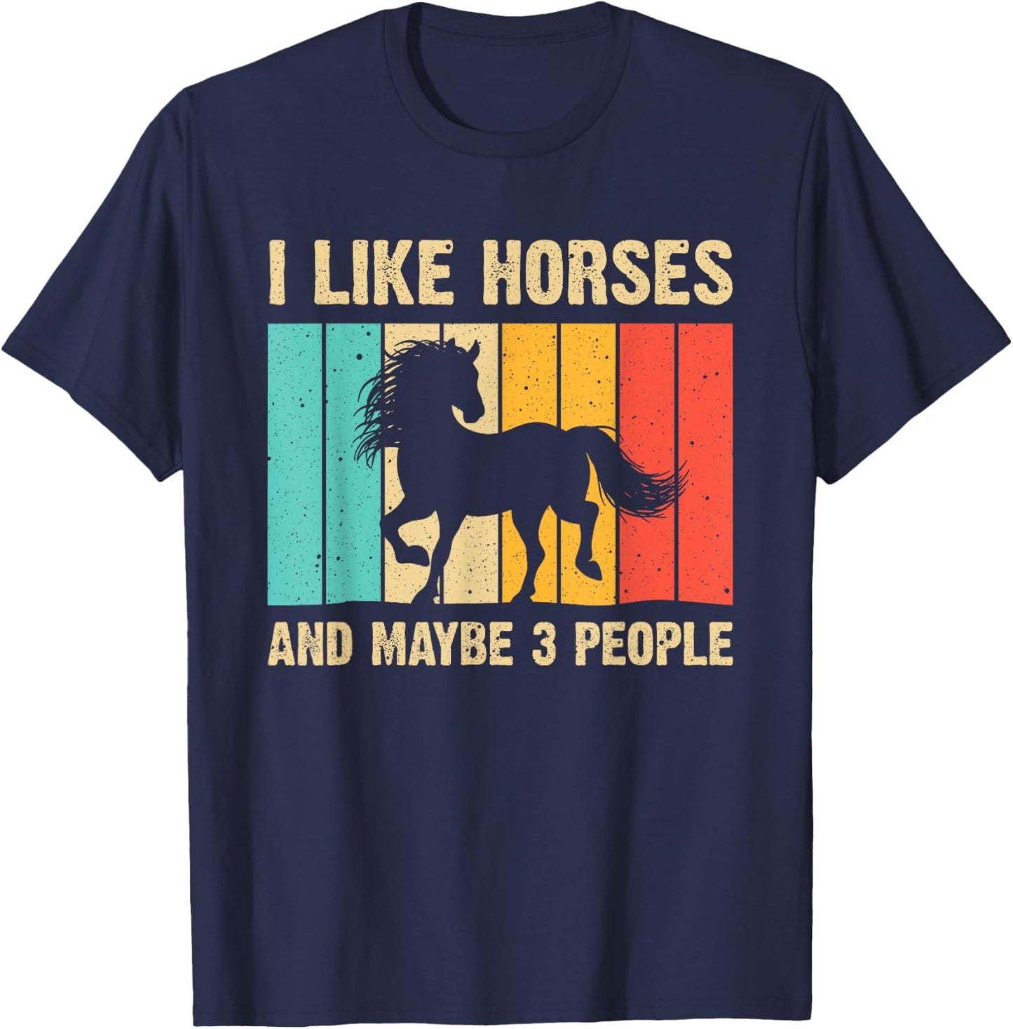 Funny Horse Art Horse Lover Men Women Boys Girls Introvert T-Shirt - T-Shirt | Navy