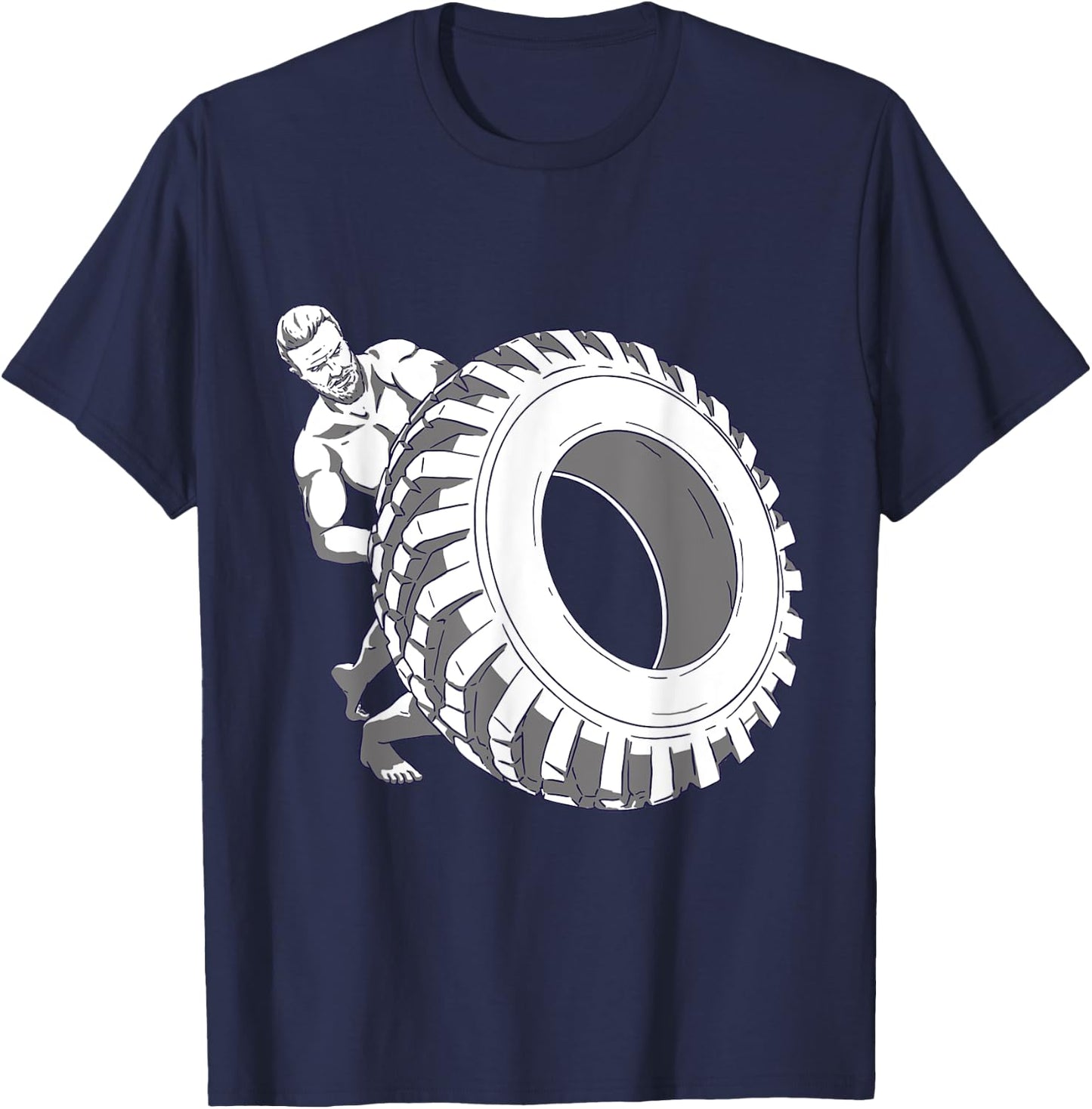Man With Tyres For Strength Sports T-Shirt - T-Shirt | Navy
