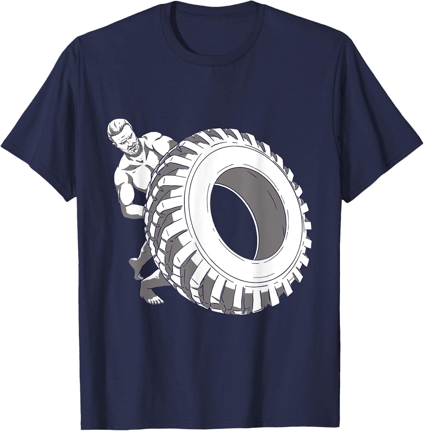 Man With Tyres For Strength Sports T-Shirt - T-Shirt | Navy