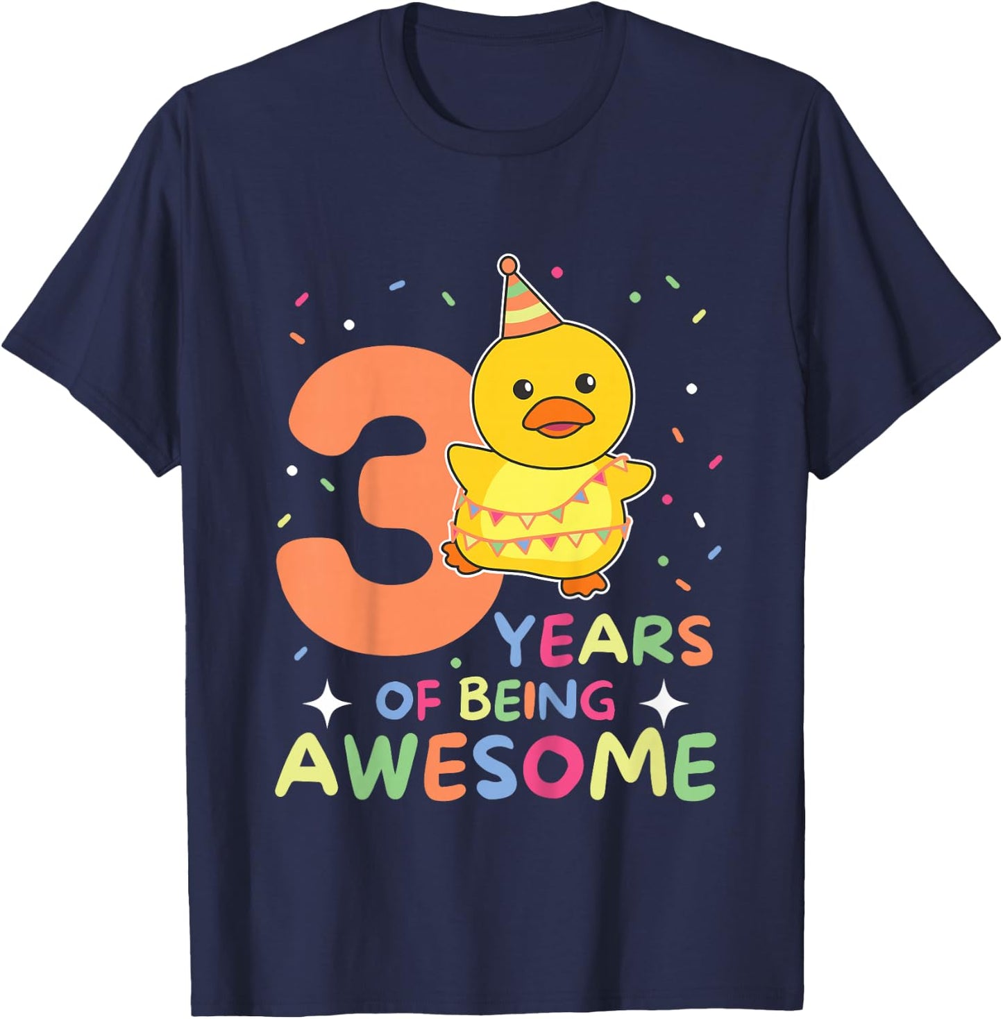 Duck For 3rd Birthday For Children Three Years Old T-Shirt - T-Shirt | Navy
