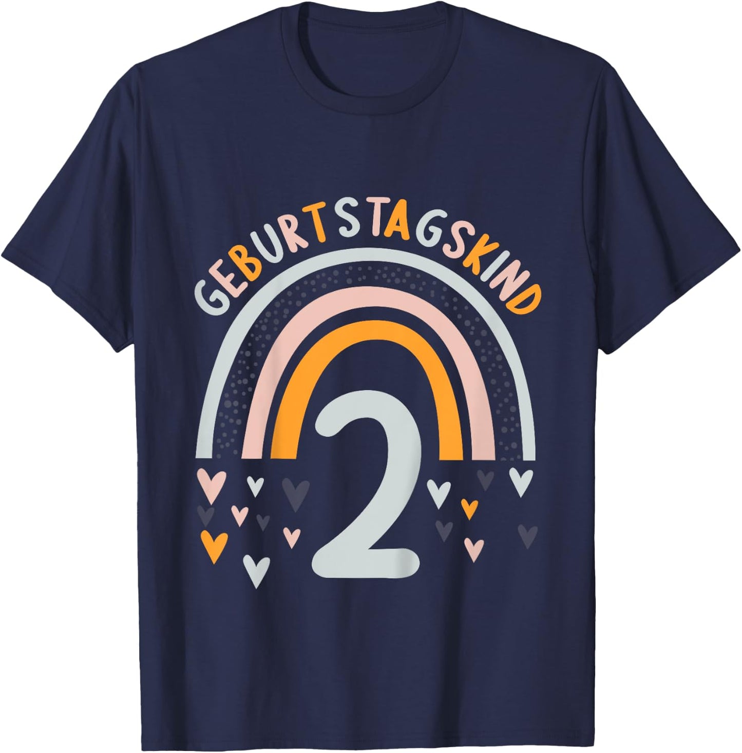 Kids 2 Years Old Boy Girl Rainbow Rainbow 2nd Birthday , black, 80 T-Shirt - T-Shirt | Navy
