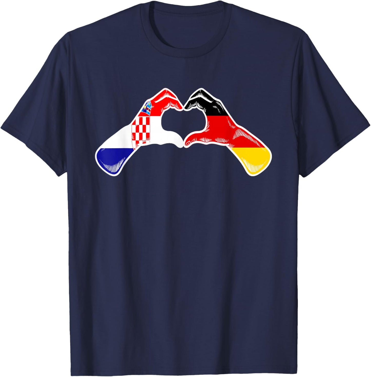 Kroatien Deutschland Flagge - Kroatisch Deutsches Herz T-Shirt - T-Shirt | Navy