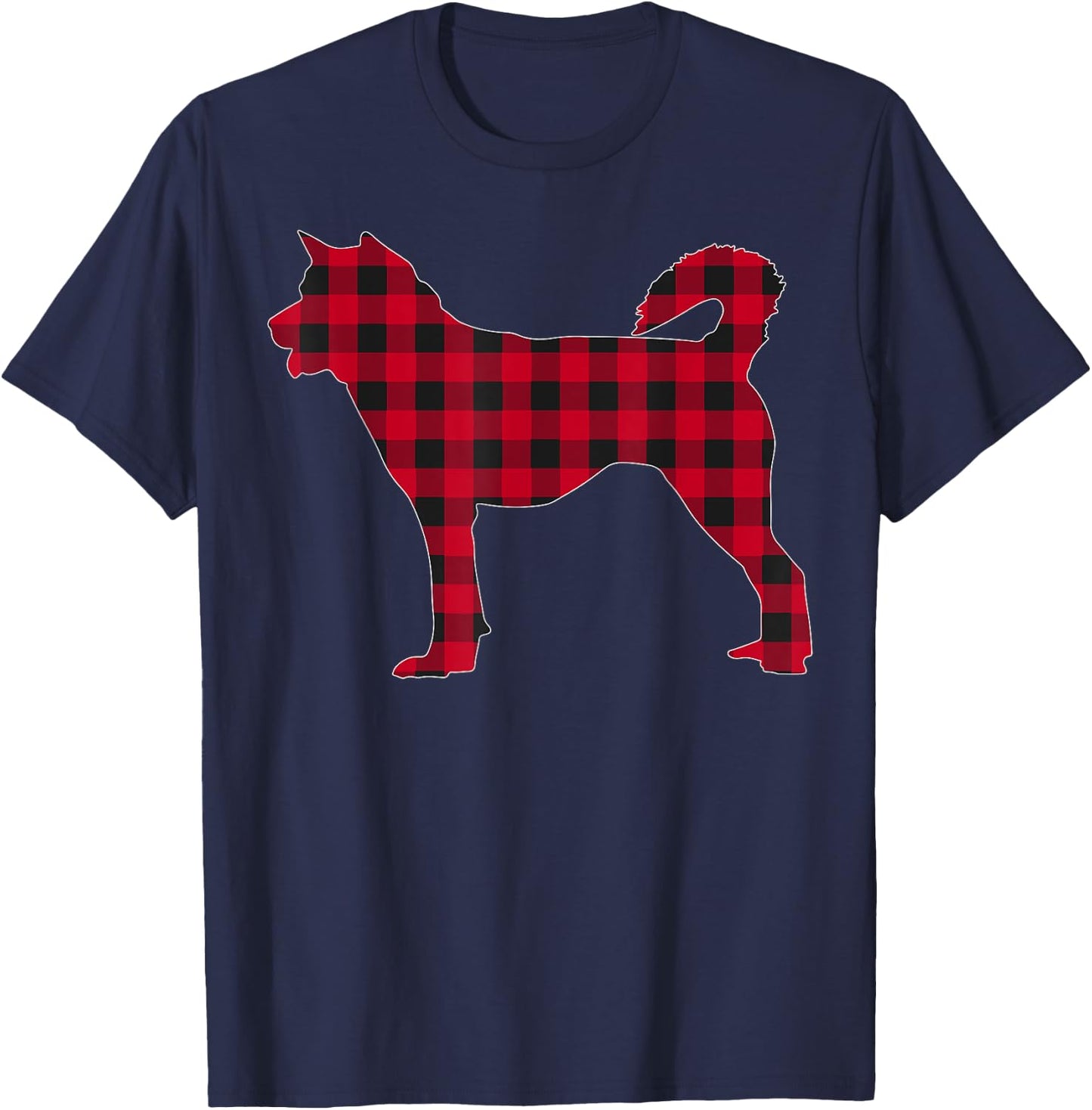 Red Plaid Siberian Husky Dog Lover Family Christmas Pajama Men Women Kids T-Shirt - T-Shirt | Navy