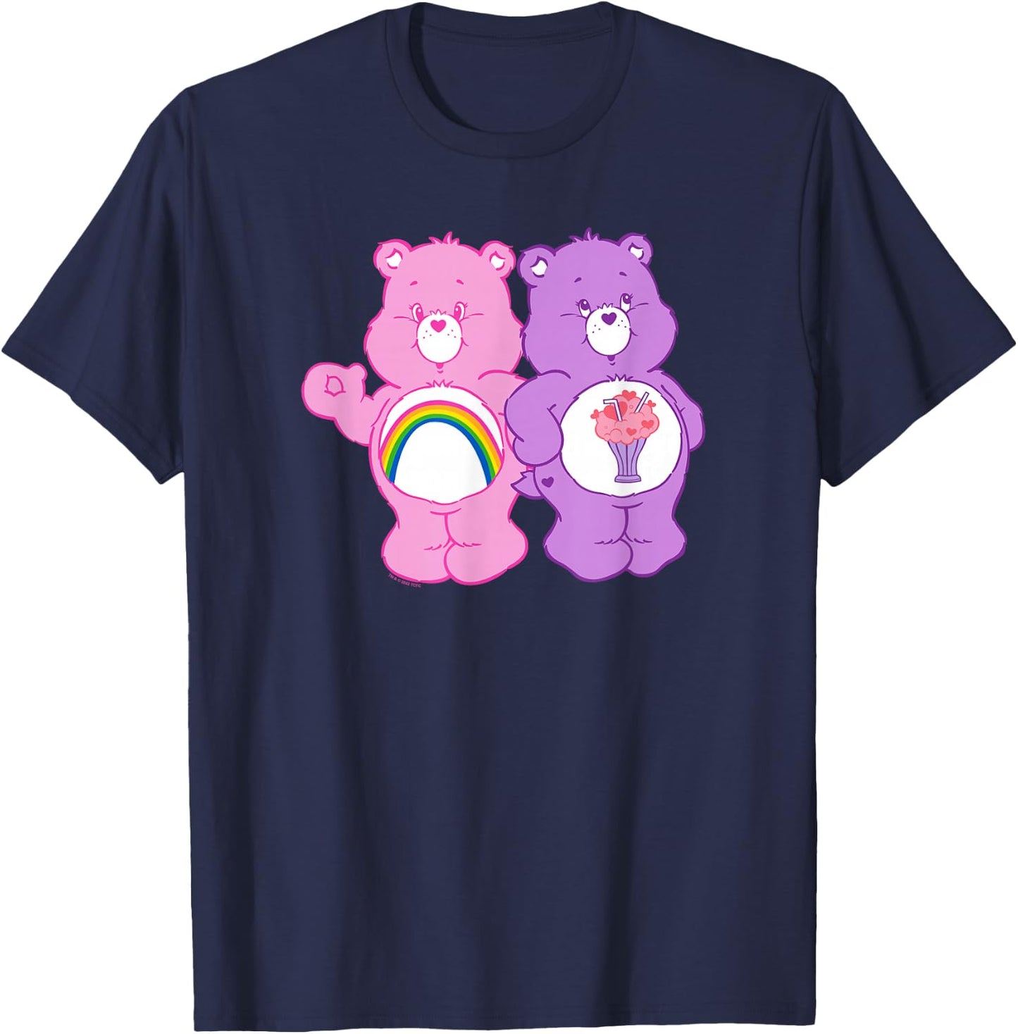 Care Bears Cheer Bear & Share Bear Best Friends Pink Duo , Black, S T-Shirt - T-Shirt | Navy