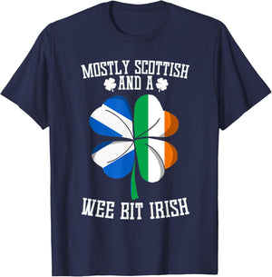 Mostly Scottish And A Wee Bit Irish funny saying gag T-Shirt - T-Shirt | Navy