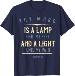 Psalm 119:105 Thy Word Is A Lamp Christian Bible Verse Gift T-Shirt - T-Shirt | Navy