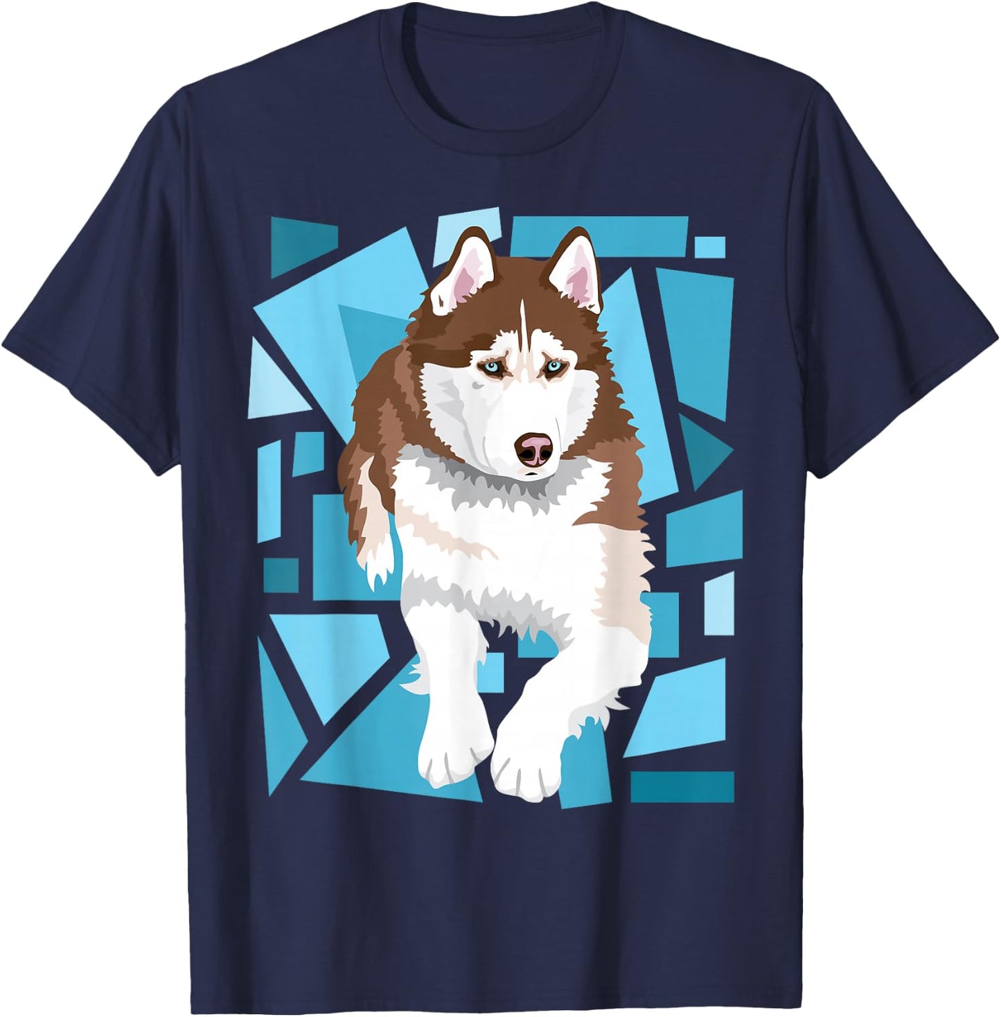 beautiful red brown Siberian Husky with blue eyes T-Shirt - T-Shirt | Navy
