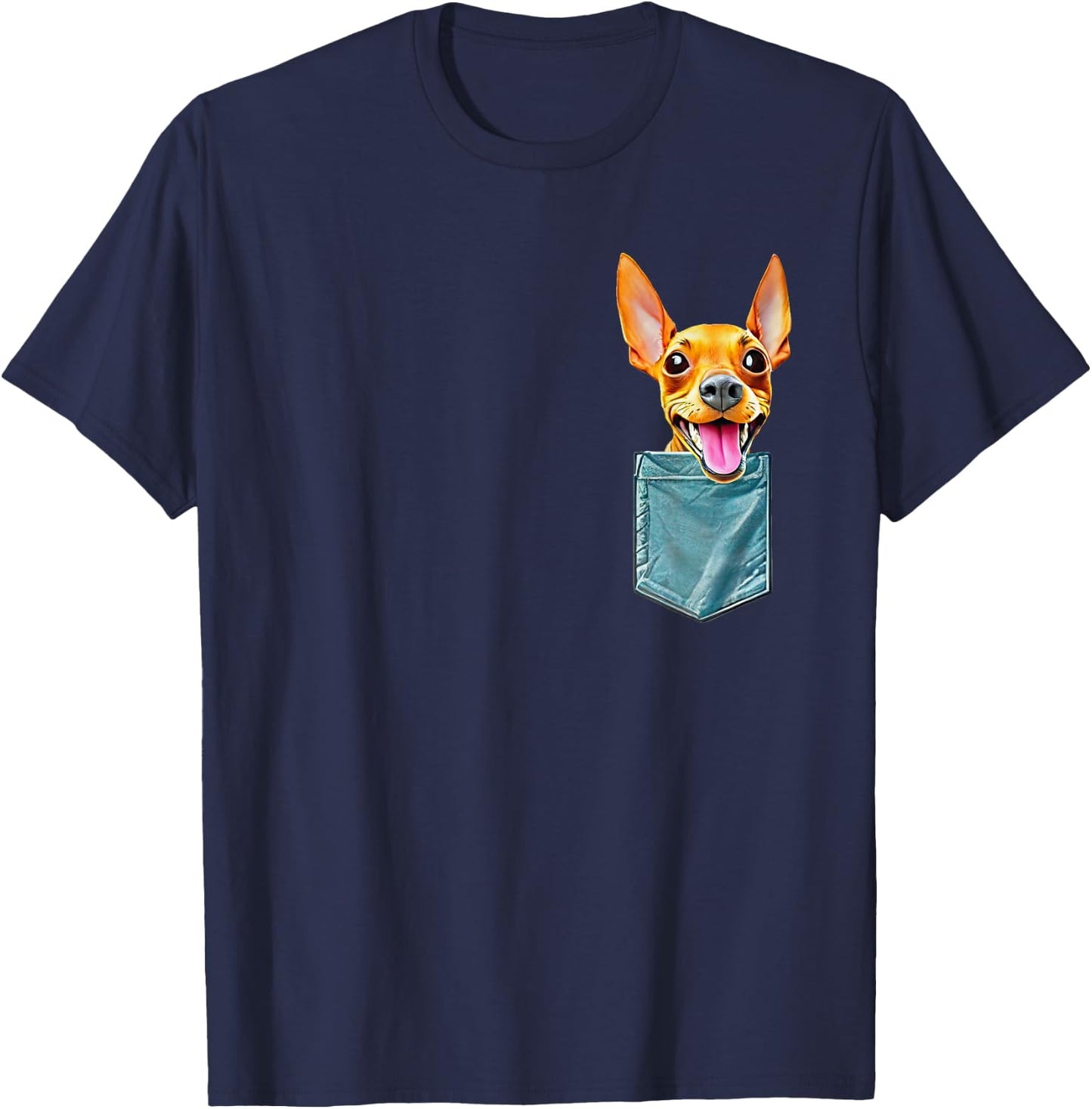 Minpin in pocket miniature pinscher min pin puppy dog mom da T-Shirt - T-Shirt | Navy