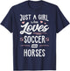 Just A Girl Who Loves Soccer And Horses Gift Women T-Shirt - T-Shirt | Navy