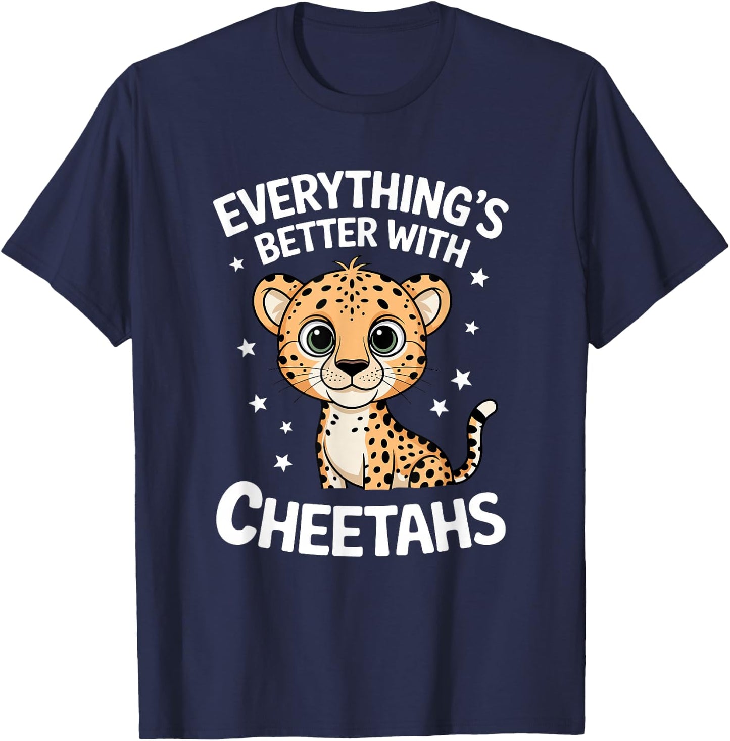 Cute Cheetah Lover Adults or Kids Boys Girls Cheetahs T-Shirt - T-Shirt | Navy