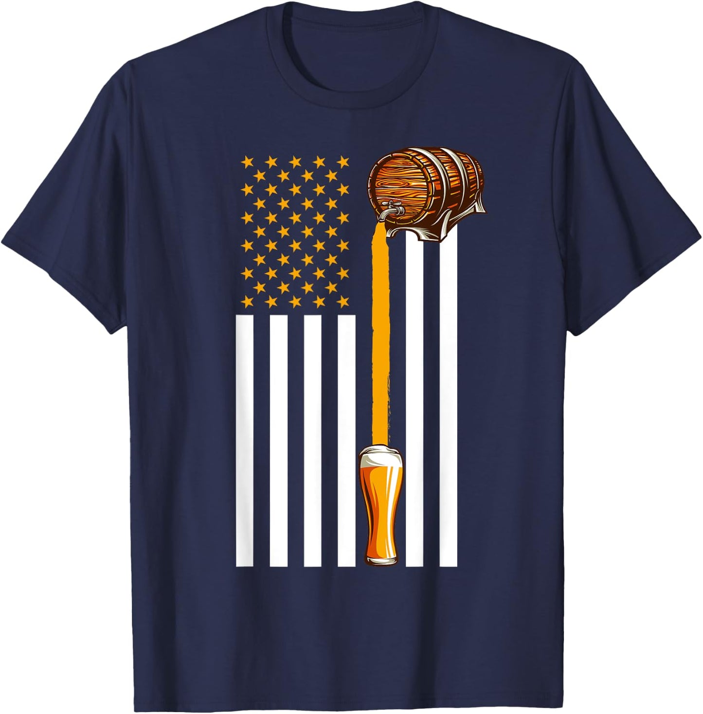 Funny Beer American Flag USA Patriotic 4th July Men T-Shirt - T-Shirt | Navy