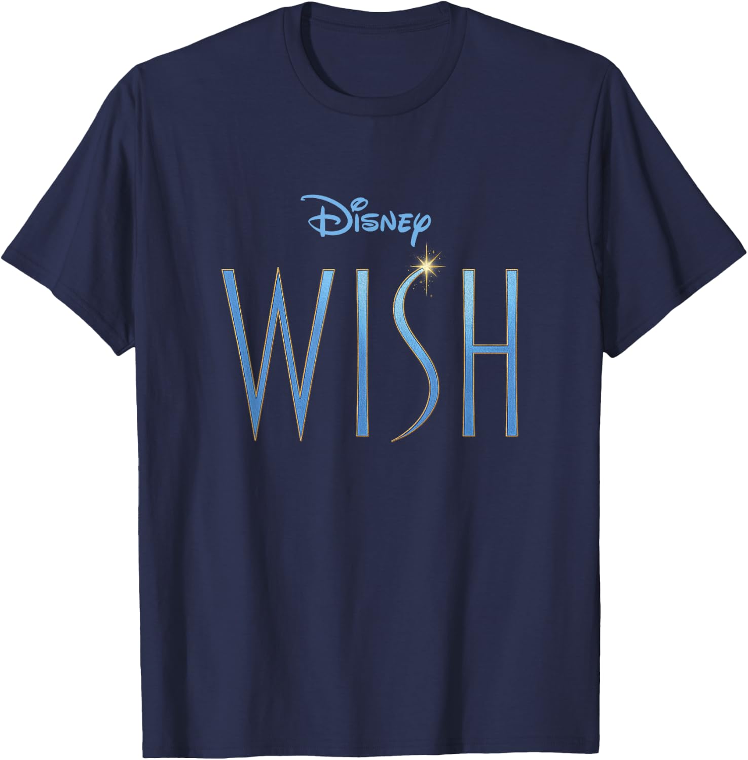 Disney Wish Blue Sparkle Title Movie Logo T-Shirt - T-Shirt | Navy